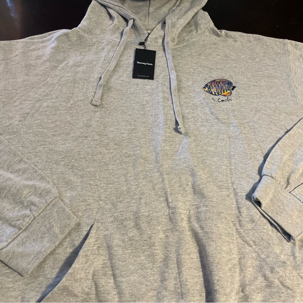 Barney B Cools Hawaiian tropical fish embroidered surf skate hooded pullover NWT